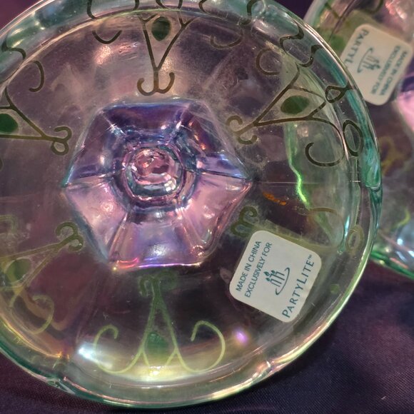 Partylite Mardi Gras Iridescent Tapers and Votive candle holders - Picture 8 of 8